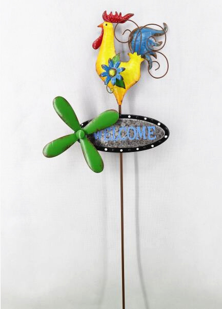 rooster spring garden stake 